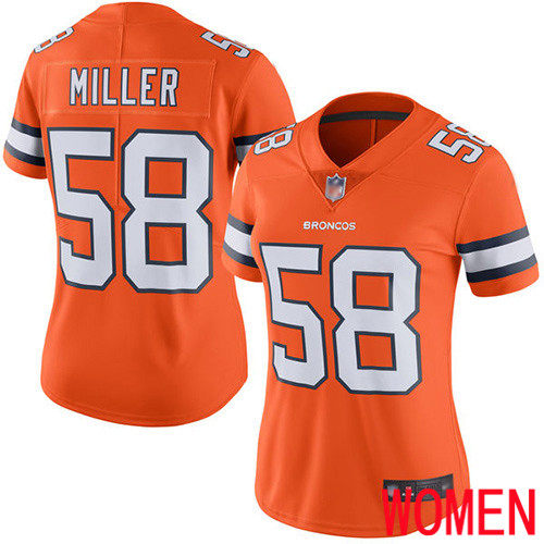 Women Denver Broncos #58 Von Miller Limited Orange Rush Vapor Untouchable Football NFL Jersey->women nfl jersey->Women Jersey